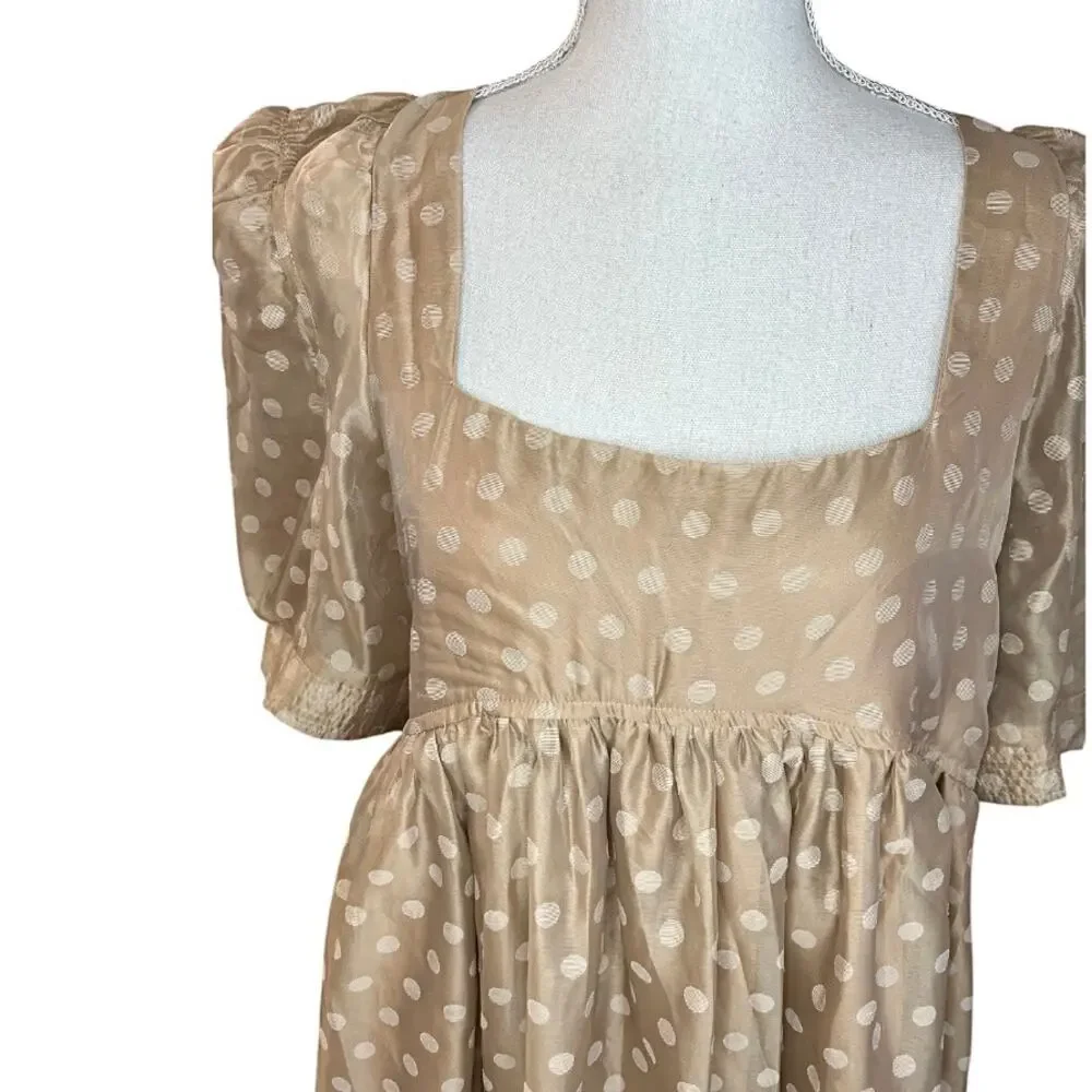 En Saison tan polka dot babydoll Minidress Desiree Organza  New wedding neutral - Picture 4 of 13